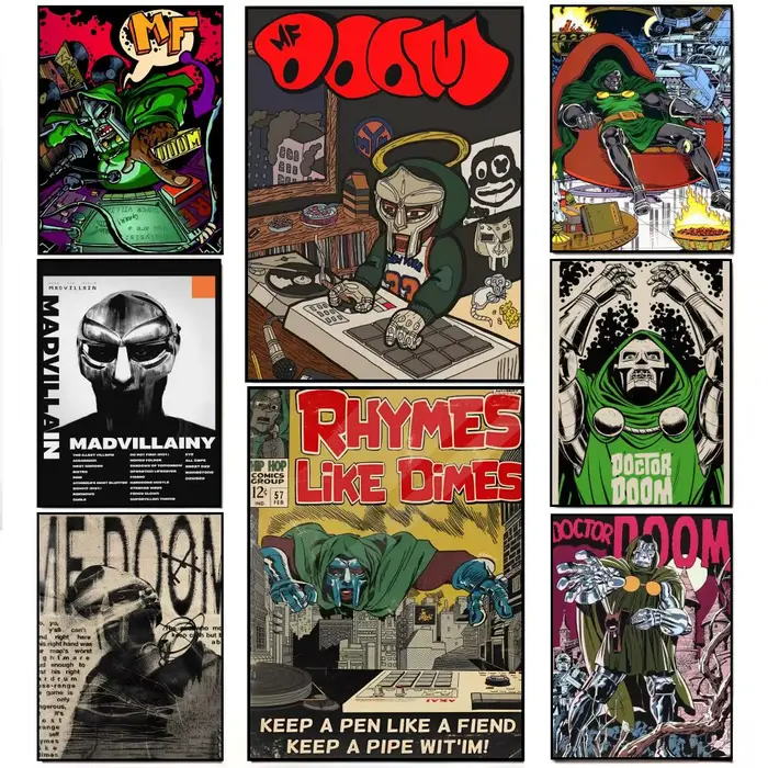 Affiche version bande dessinée du rappeur MF DOOM