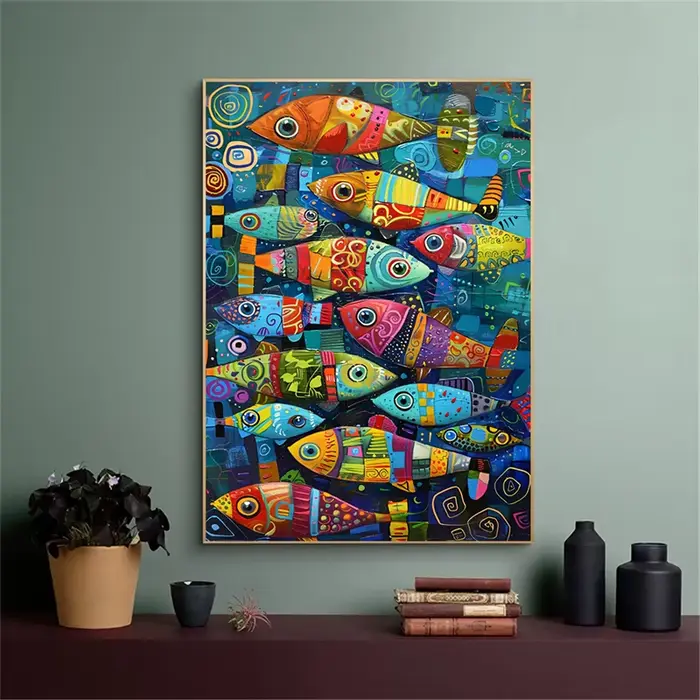 Affiches et imprimés sur toile de poisson coloré abstrait dans la mer