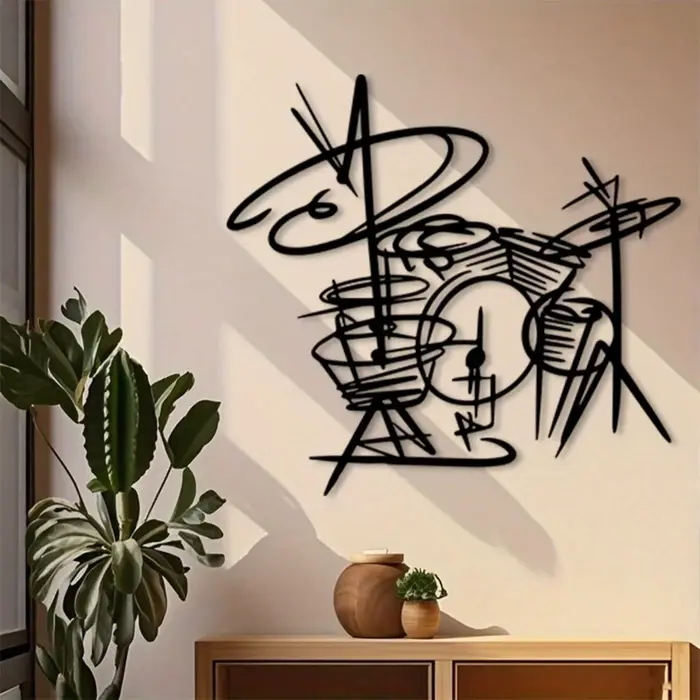 Étagère murale en métal en forme de tambour antirouille : décor moderne pour studio de musique