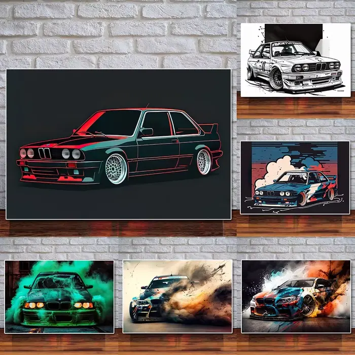 Art mural de voiture de course de luxe avec graffiti