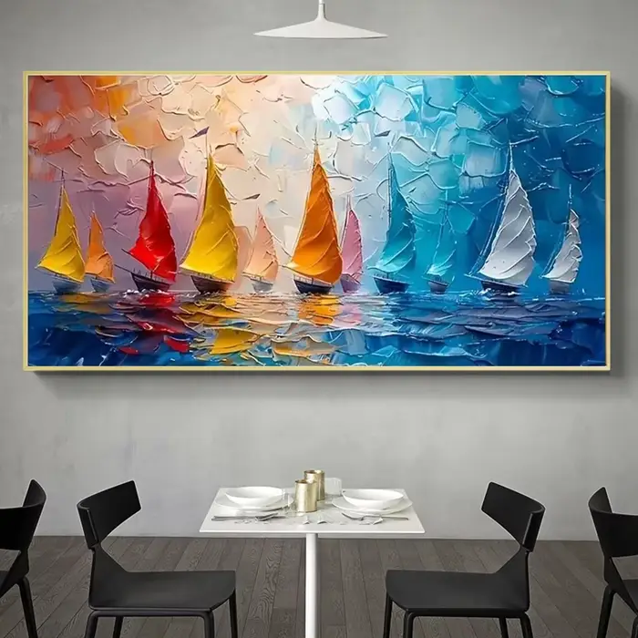 Art abstrait moderne de toile de vue de mer de voilier