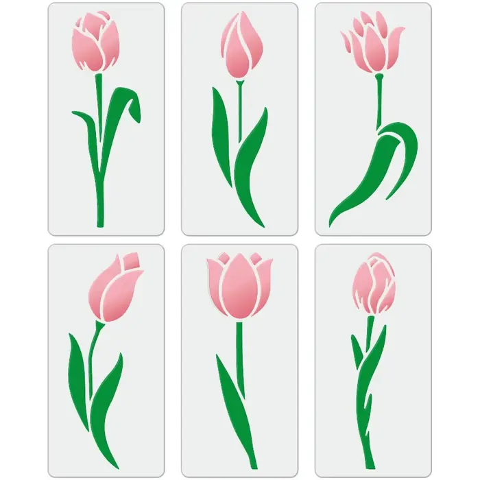 Pochoirs en forme de tulipe, 3x5.9 pouces, pour peinture sur carte murale en bois, modèles de bricol