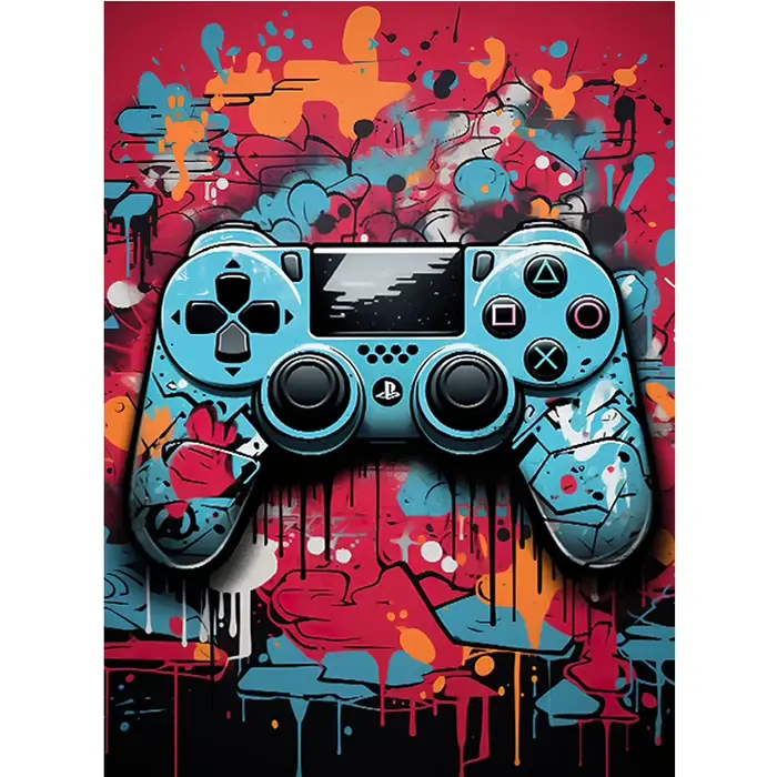 Affiche de jeu Graffiti imprimée, manette de jeu, peinture sur toile d'art mural, image de contrôleu