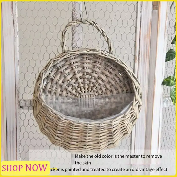 Pot de fleur de panier de fleur en osier naturel mural spécial