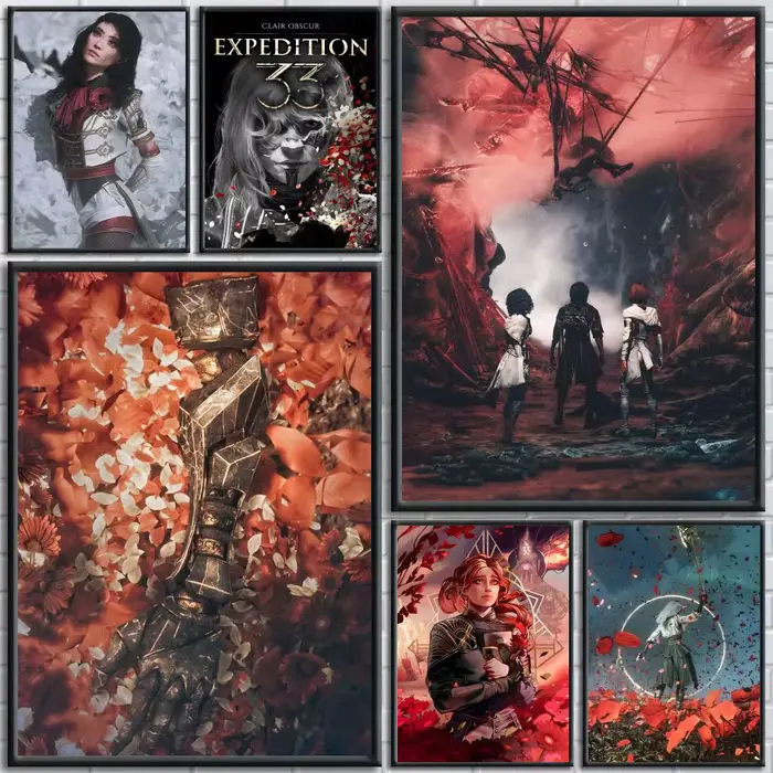 Jeu Clair Obscur Expedition 33 affiche HD auto-adhésive étanche Art mural idéal pour la maison bureau dortoir chambre super cadeau