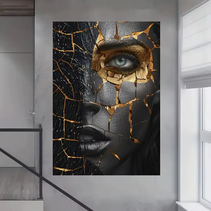Toile d'art avec Portrait de femme moderne, mosaïque, peinture pour salon, affiche sur toile moderne