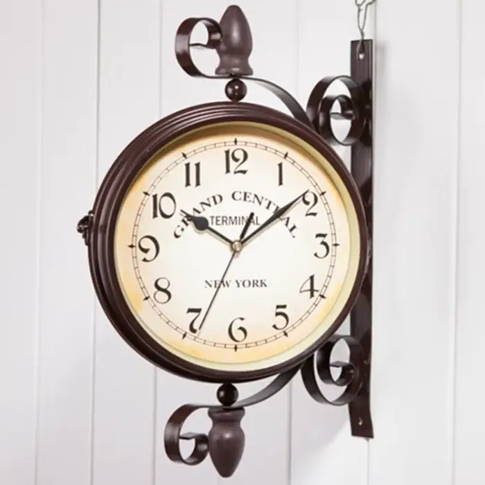 Nouveau européen horloge Vintage innovant à Double face horloge murale
