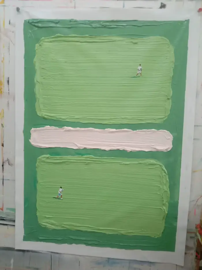 Mintura, peinture à l'huile sur toile de terrain de Tennis vert à Texture abstraite peinte à la main