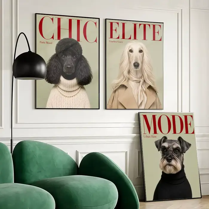 Affiche sur toile de peinture et calligraphie Dogue Fashion