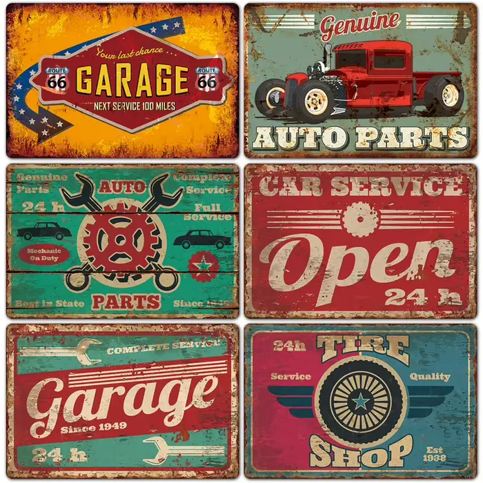 Affiche en métal pour Garage de papa