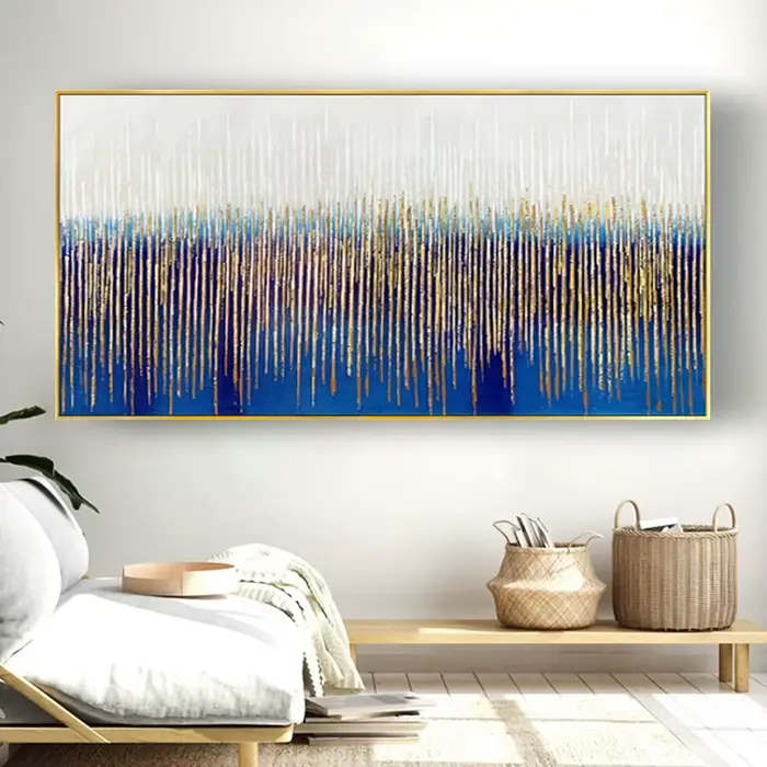 Peinture sur toile sans cadre, décoration moderne pour grand salon, nouveau design sur toile, bleu f