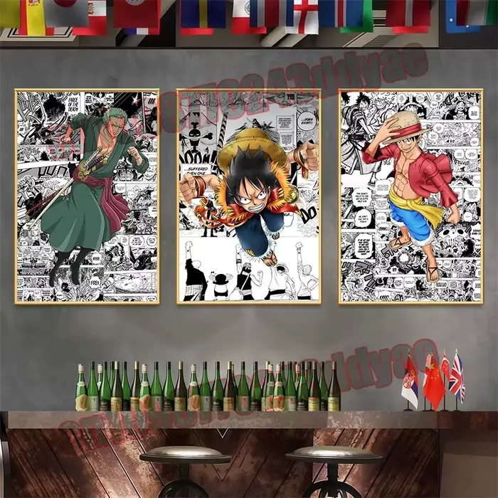 Affiche familiale moderne une pièce imprimée Luffy Zoro