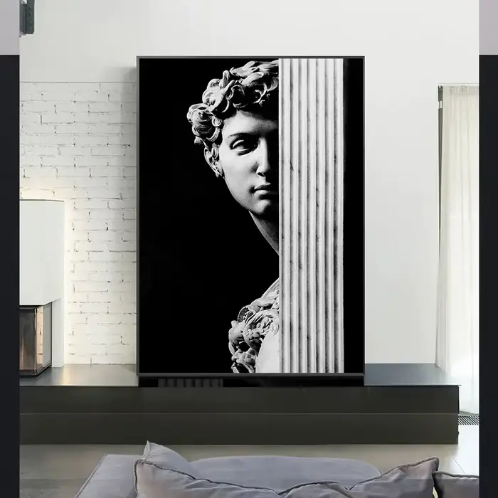 Statue de David moderne noir et blanc