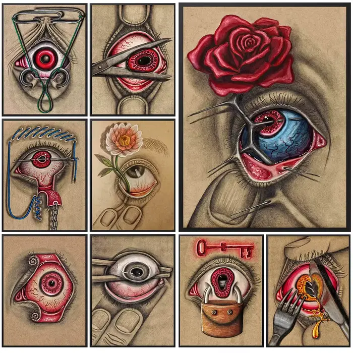 Impressions d'art gothique sur le thème des yeux étranges
