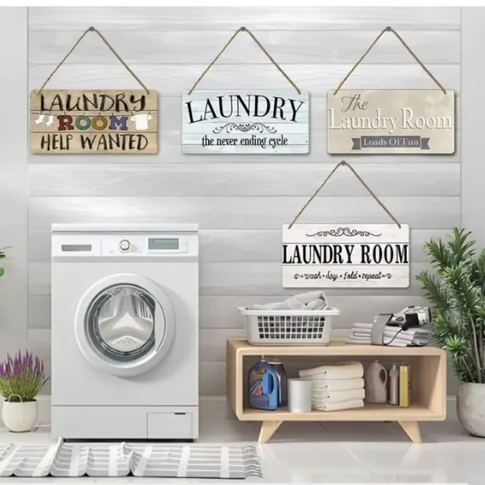 Décor de buanderie rétro en bois