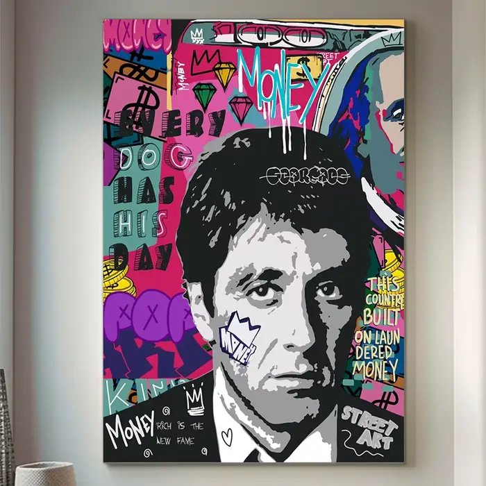 Graffiti Pop toile peinture Scarface rue film mur Art Mona Lisa abstrait protrait affiches et impressions décor à la maison murale
