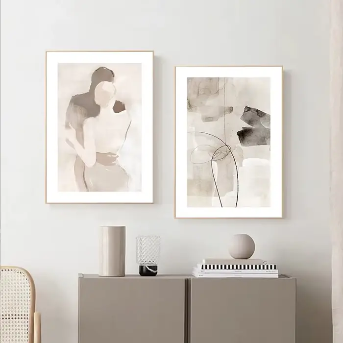 Toile d'images murales de paysage d'herbe de fleur Beige