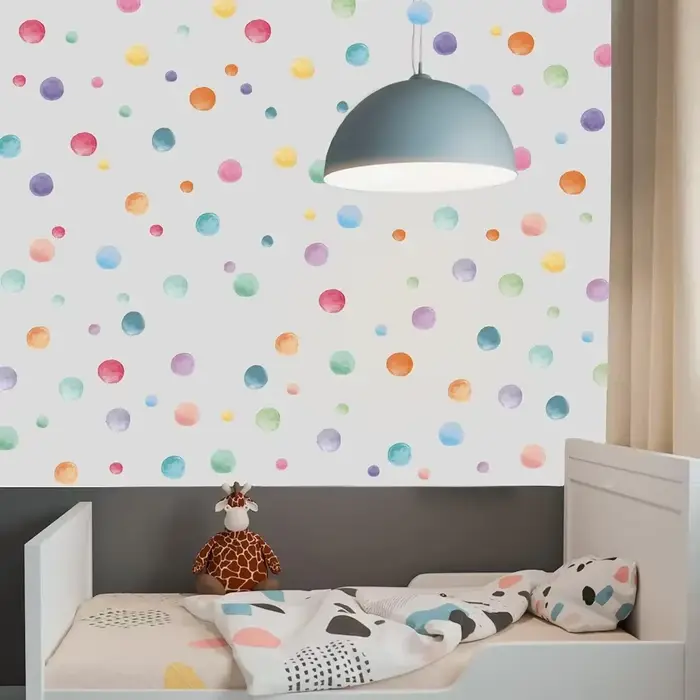 Autocollants muraux amovibles à pois aquarelle
