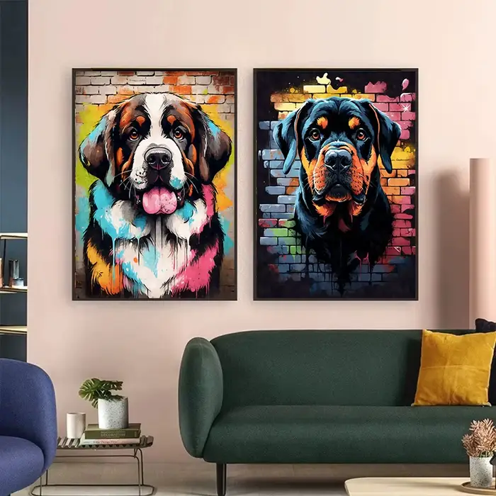 Affiche de Graffiti avec chiens de compagnie