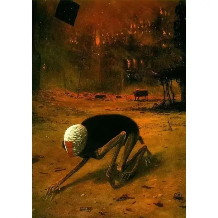 Zdzisaw Beksiski œuvre polonais surréaliste foncé affiche imprime toile peinture gothique Art Mural 