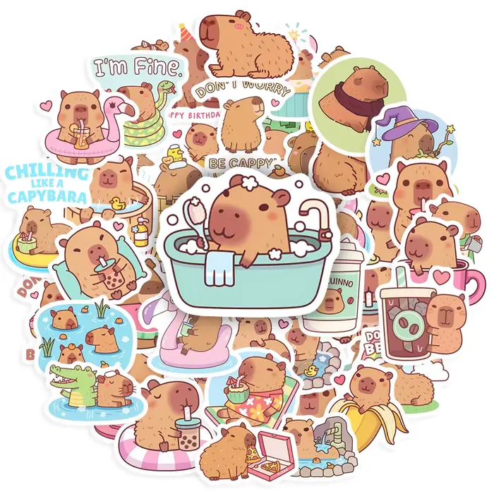 Autocollant Capybara de dessin animé mignon