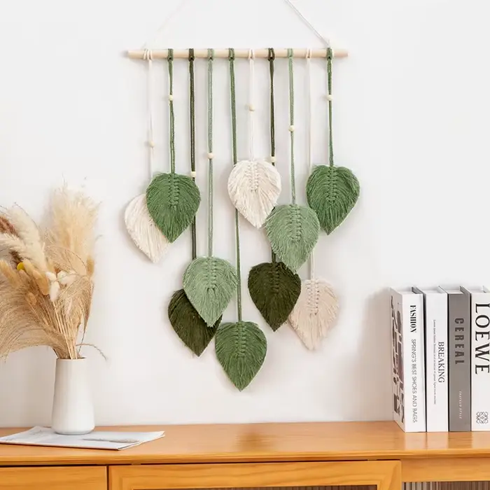 Moderne Boho tenture murale feuille macramé décoration