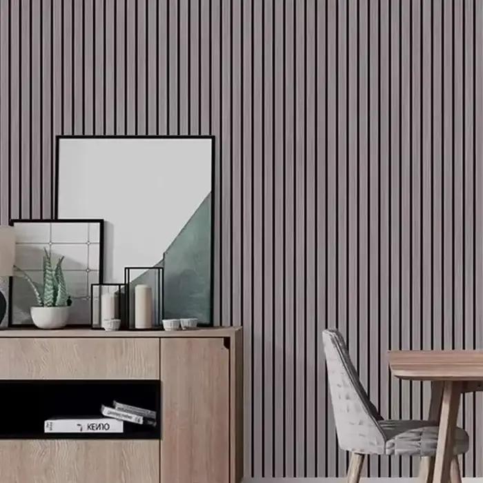 Panneaux muraux à motif de grille en bois 3D