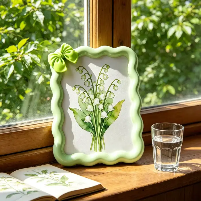 Cadre d'art décoratif à bord ondulé avec accent floral