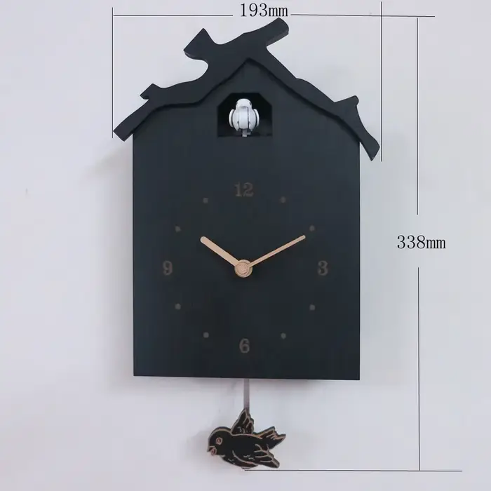 Horloge murale créative et élégante en forme de maison de coucou, en bois, avec carillon et pendule,