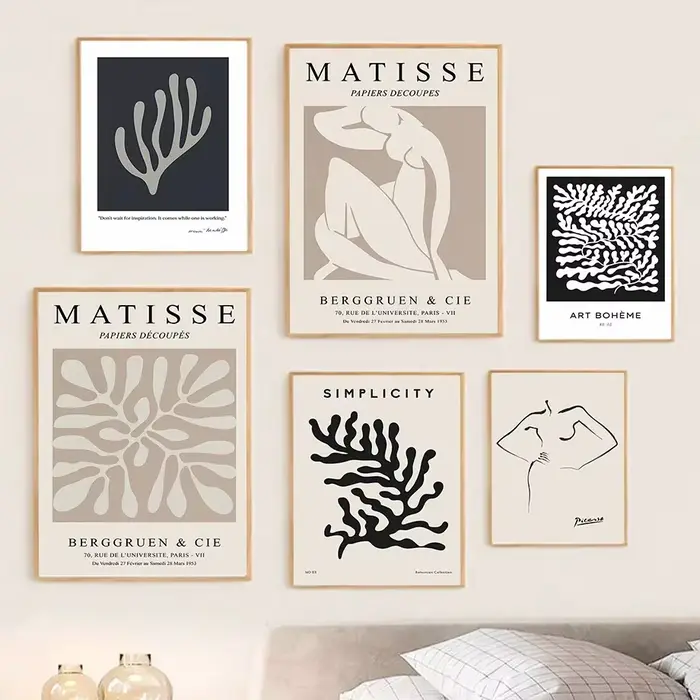 Affiches rétro Matisse corail Picasso Boho