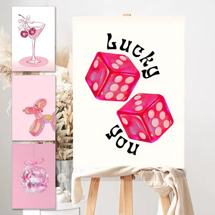 Affiche boule Disco rose