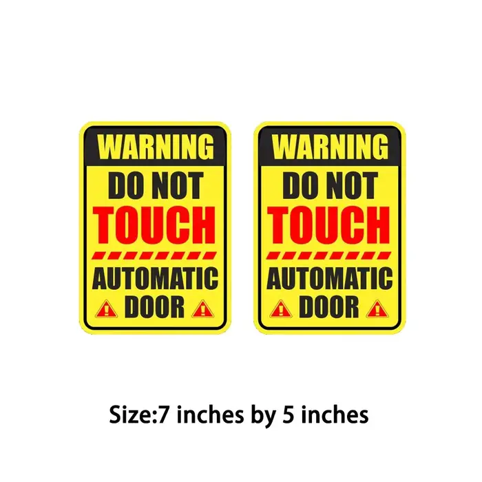 Autocollant de porte automatique, lot de 2, 7 pouces de haut x 5 pouces de large, ne touchez pas, autocollant d'avertissement, fenêtre d'affaires, avertissement de sécurité