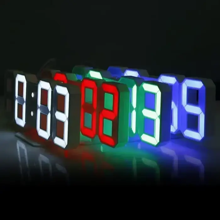 "Montre murale numérique 3D LED moderne – Décoration d'intérieur multifonctionnelle élégante avec alimentation USB