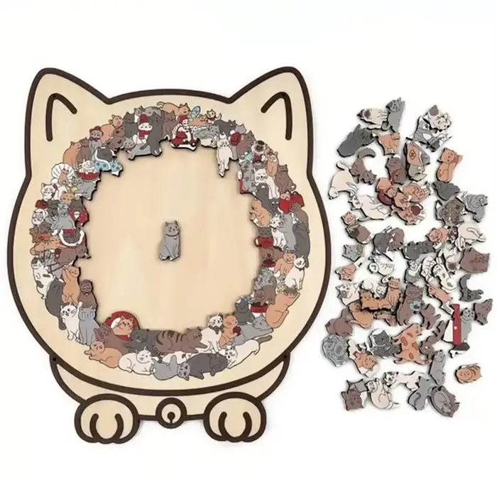 Puzzle en bois en forme de chat